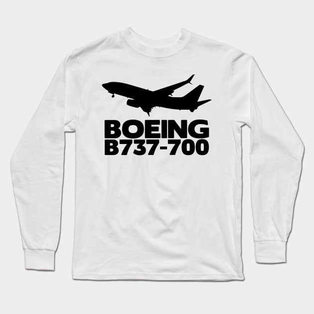 Boeing B737-700 Silhouette Print (Black) Long Sleeve T-Shirt by TheArtofFlying